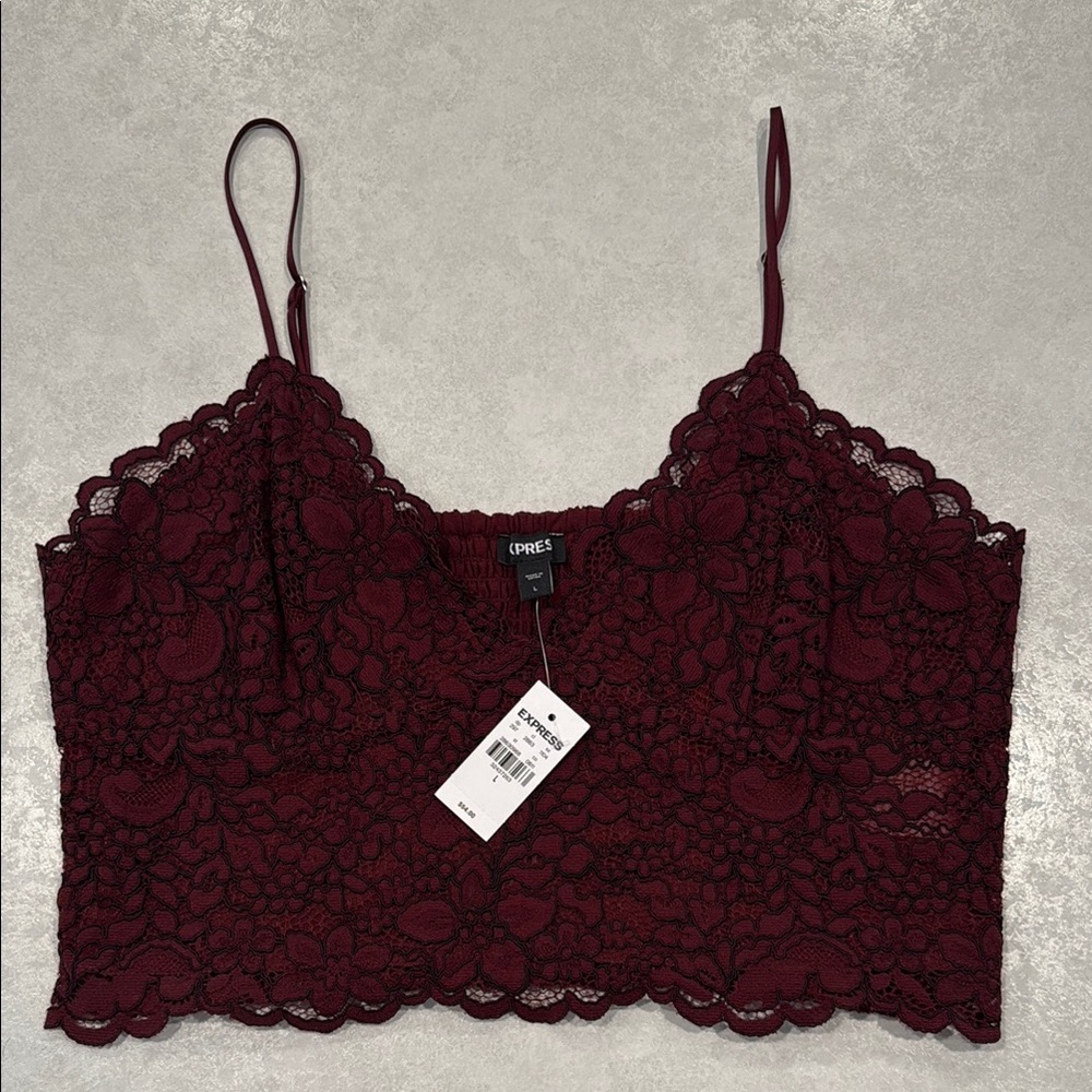 Express Burgundy Lace Crop Top